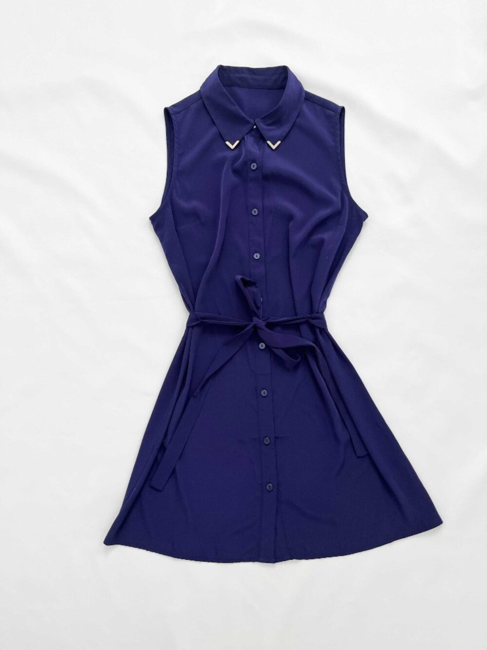 Purple Sleeveless Collared Dress Women's XS